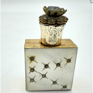 Perfume Glass Bottle Metal Encased Empty Mother Pearl Mini Vintage Sylvan Fern?